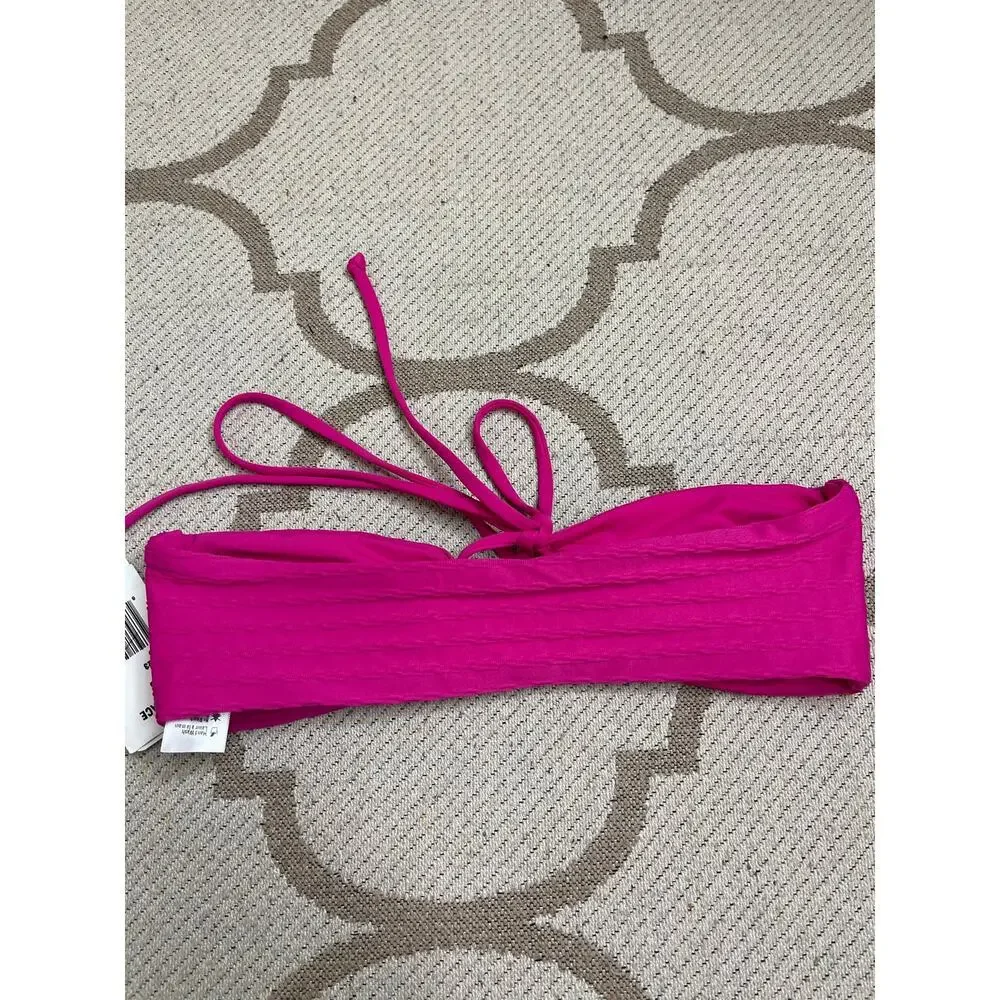 Lspace Dawn Bikini Bandeau Halter Swim Top, Bougainvillea, MSRP $110,size small